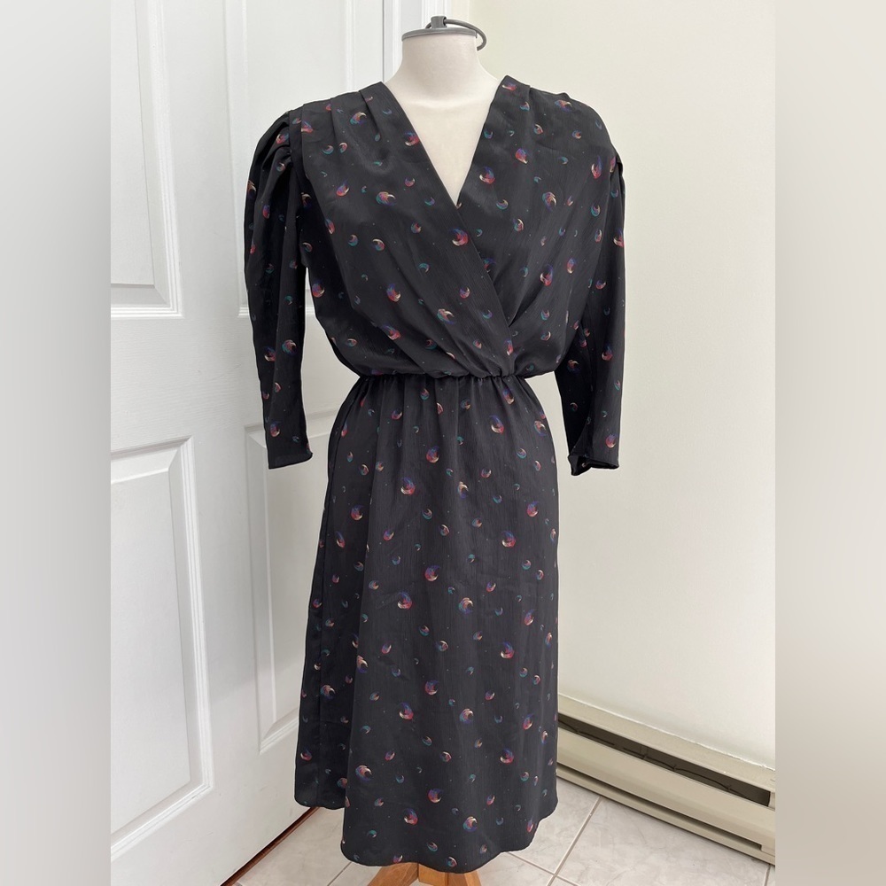 Orite printed dress, elastic waist size medium